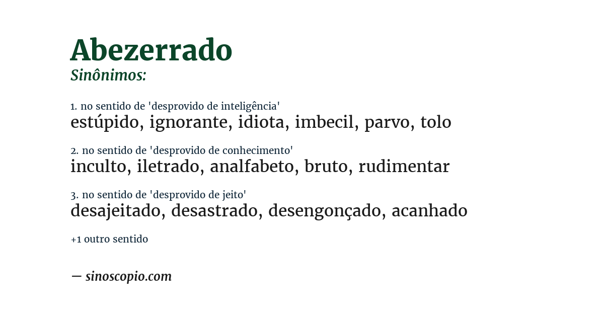 Sinônimo de abezerrado