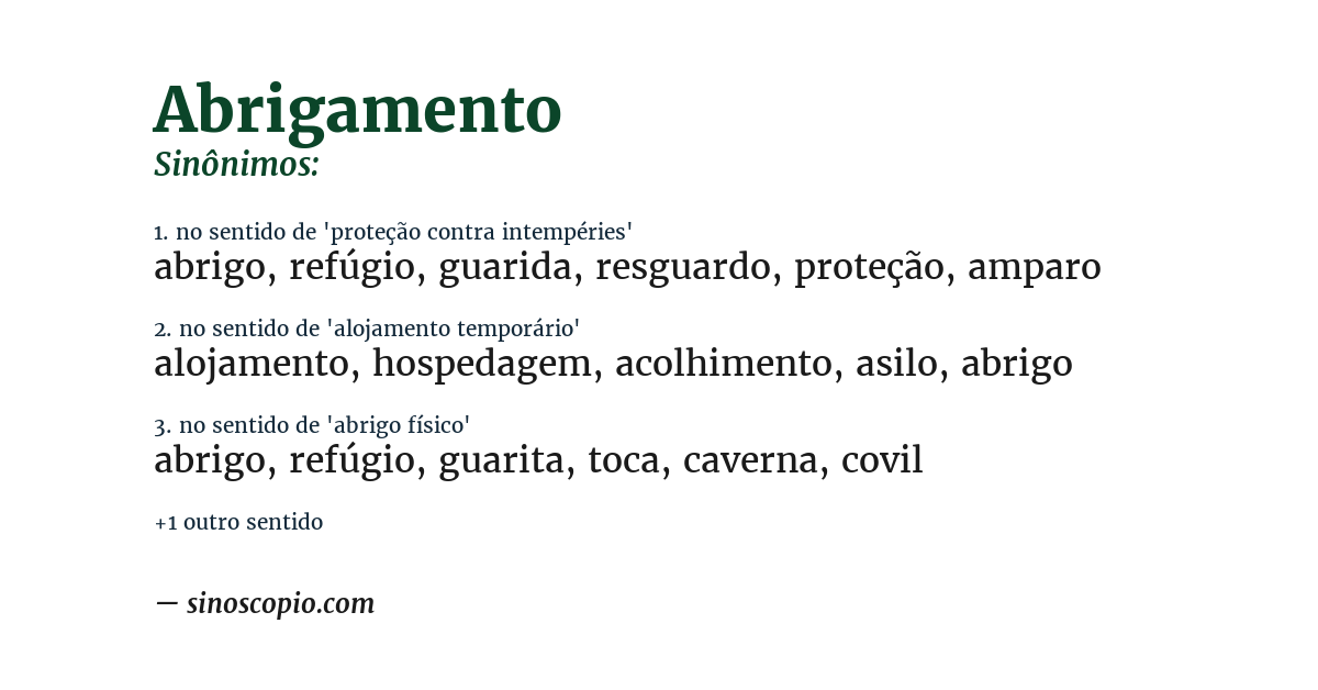 Sinônimo de abrigamento