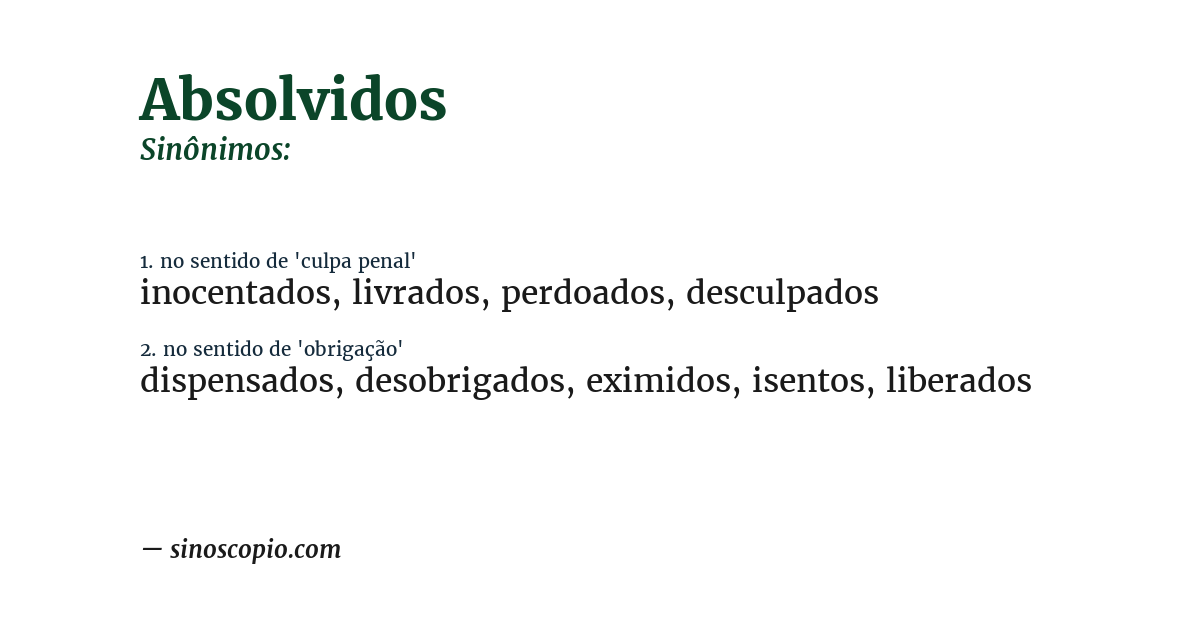 Sinônimo de absolvidos