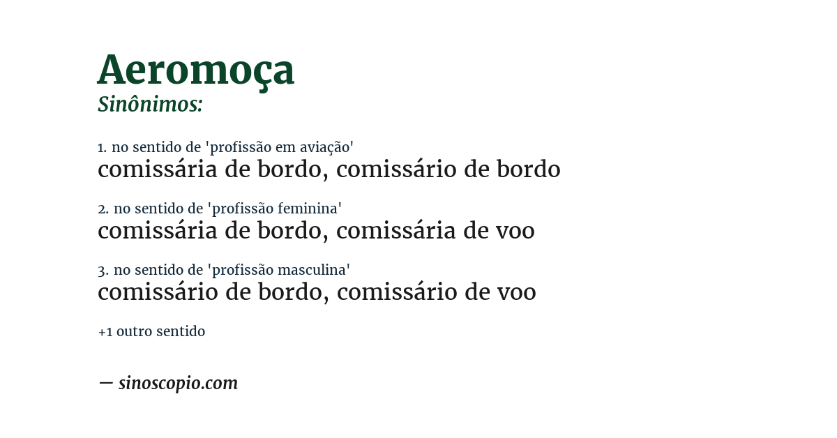Sinônimo de aeromoça