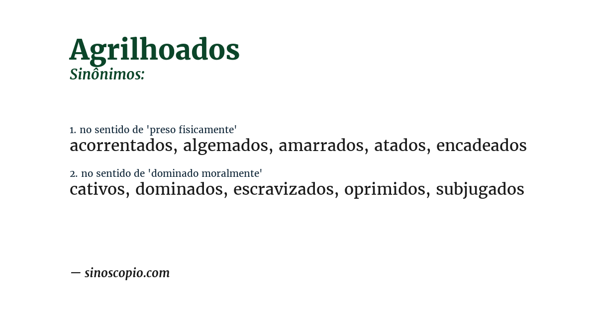 Sinônimo de agrilhoados