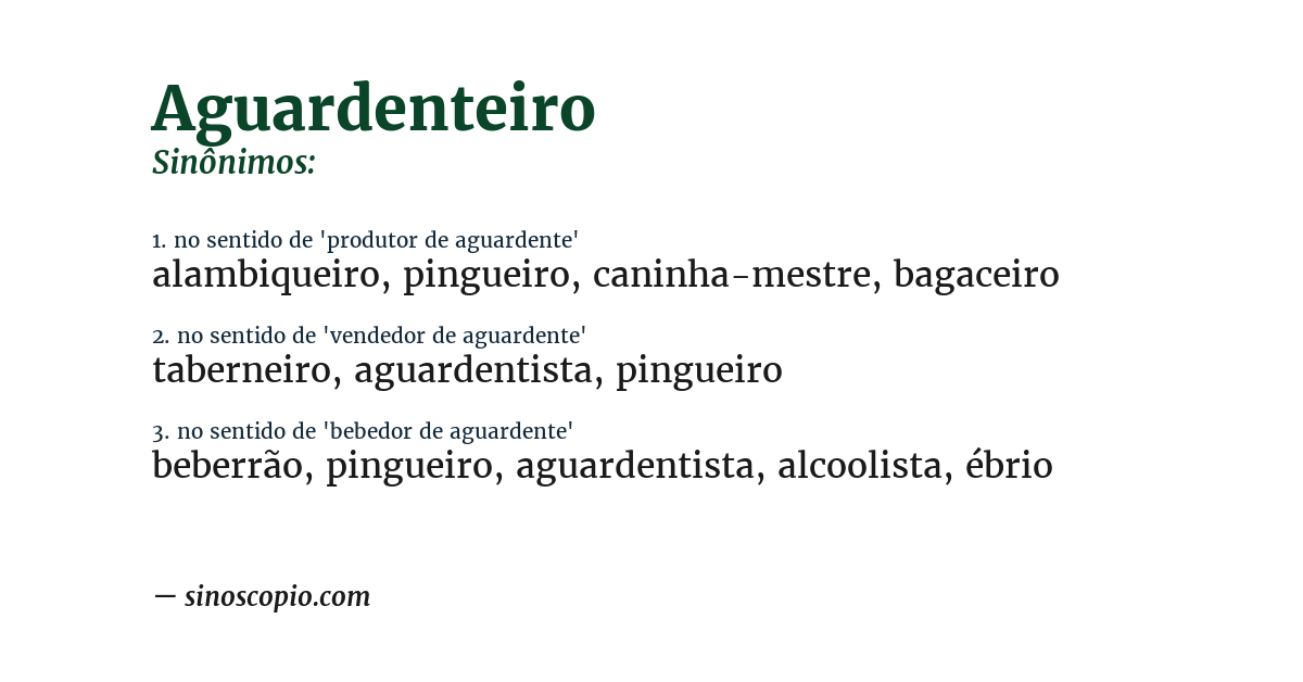 Sinônimo de aguardenteiro