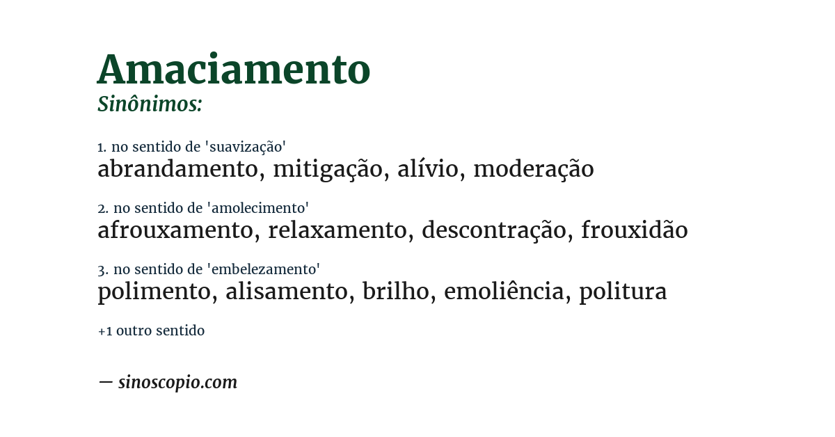 Sinônimo de amaciamento