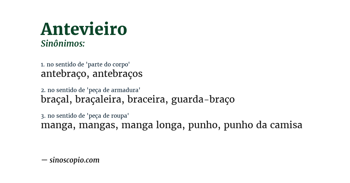 Sinônimo de antevieiro