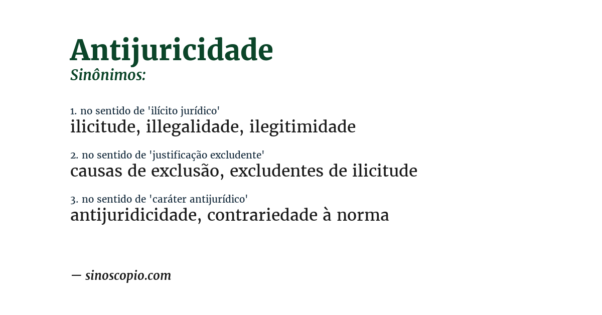 Sinônimo de antijuricidade
