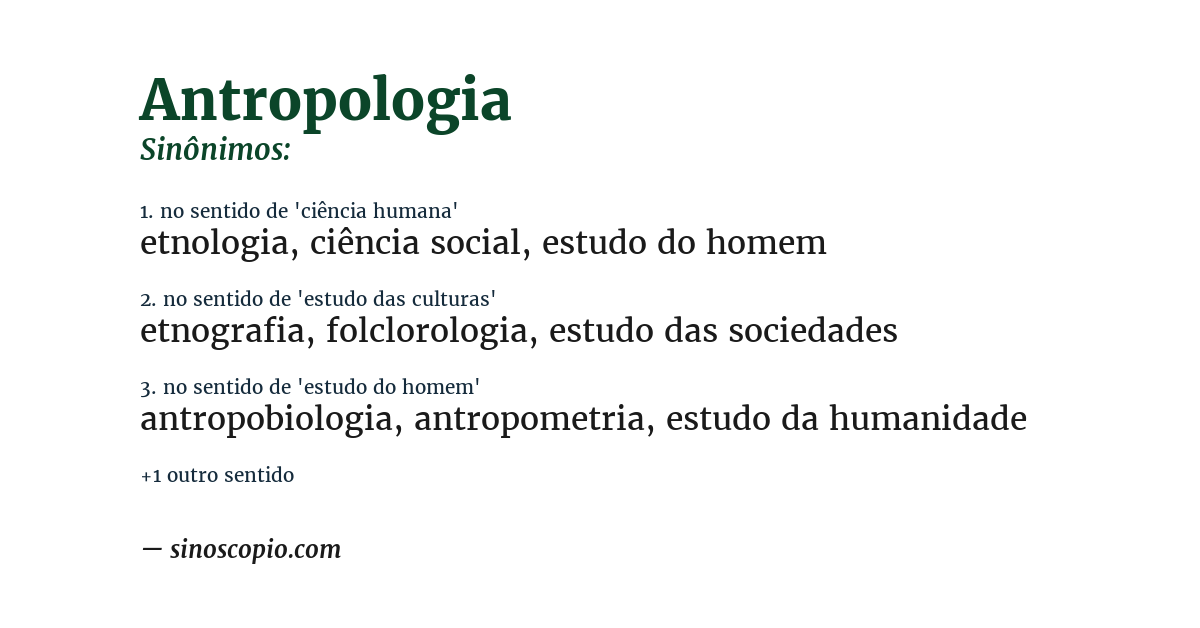 Sinônimo de antropologia