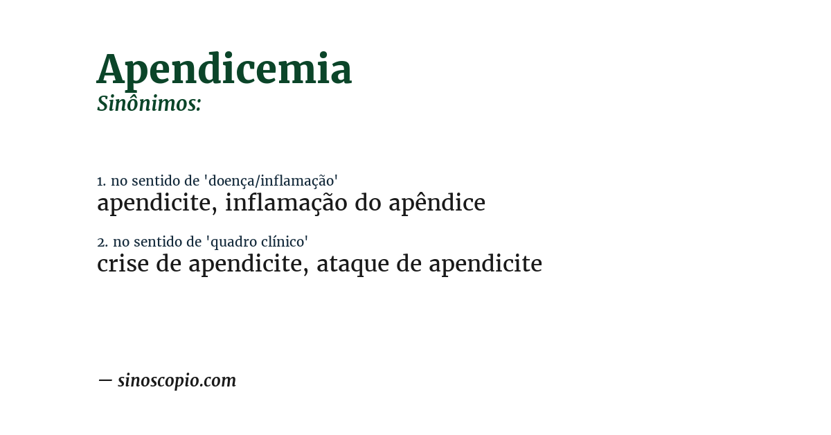 Sinônimo de apendicemia
