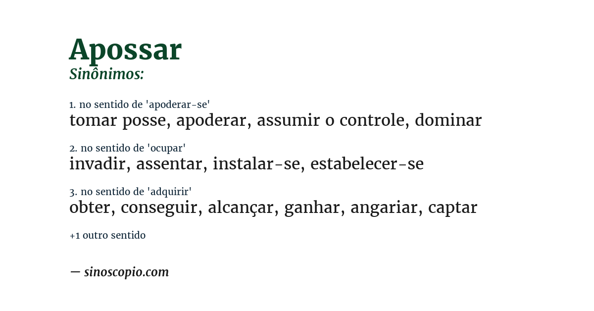 Sinônimo de apossar