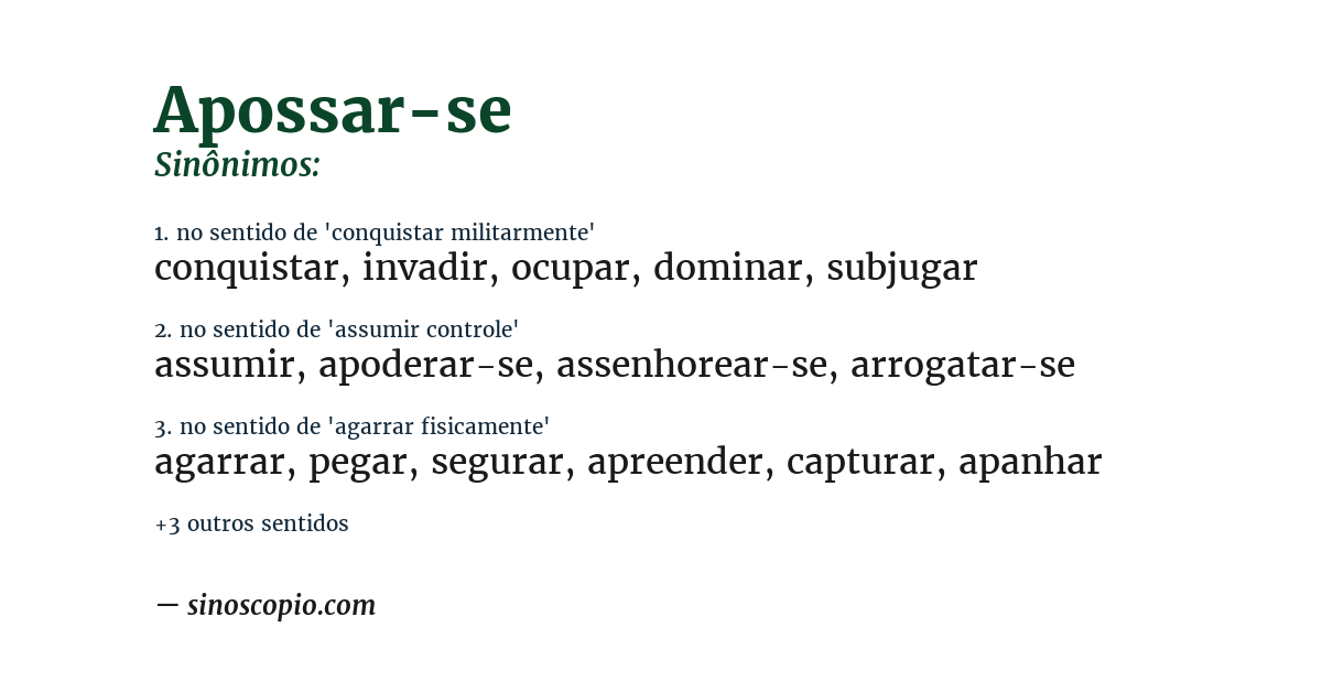 Sinônimo de apossar-se