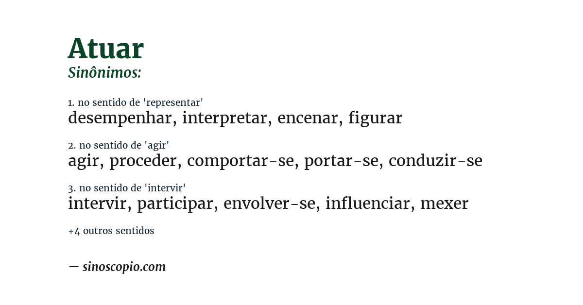 Sinônimo de atuar