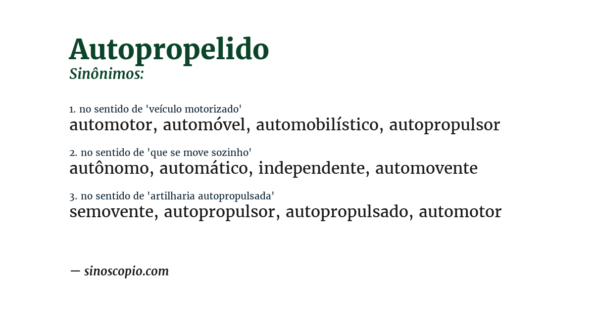Sinônimo de autopropelido