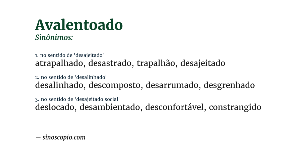 Sinônimo de avalentoado