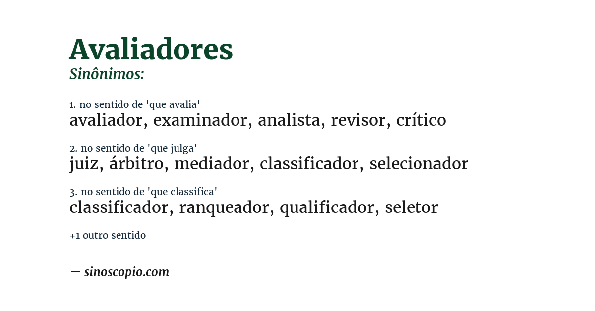 Sinônimo de avaliadores