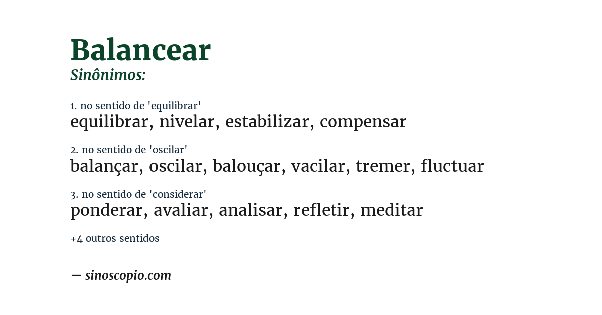 Sinônimo de balancear