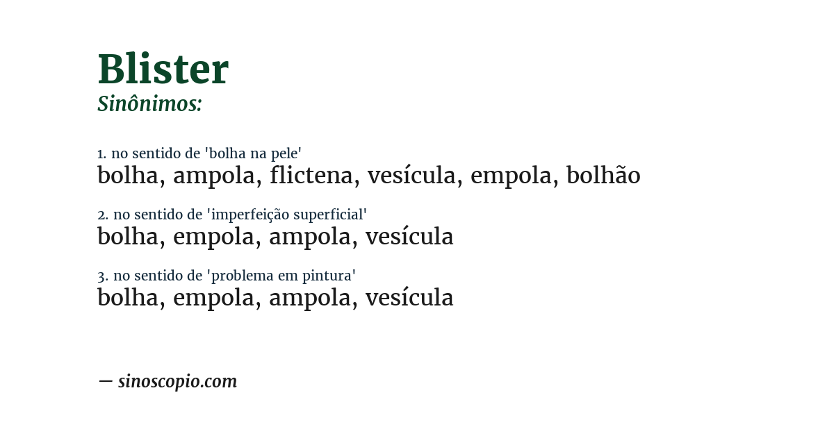 Sinônimo de blister