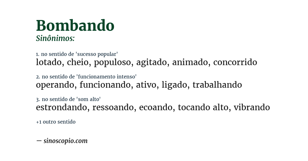 Sinônimo de bombando