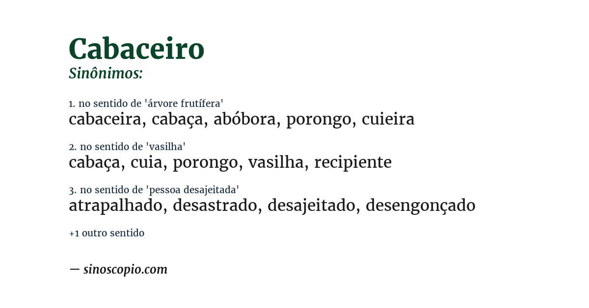 Sinônimo de cabaceiro