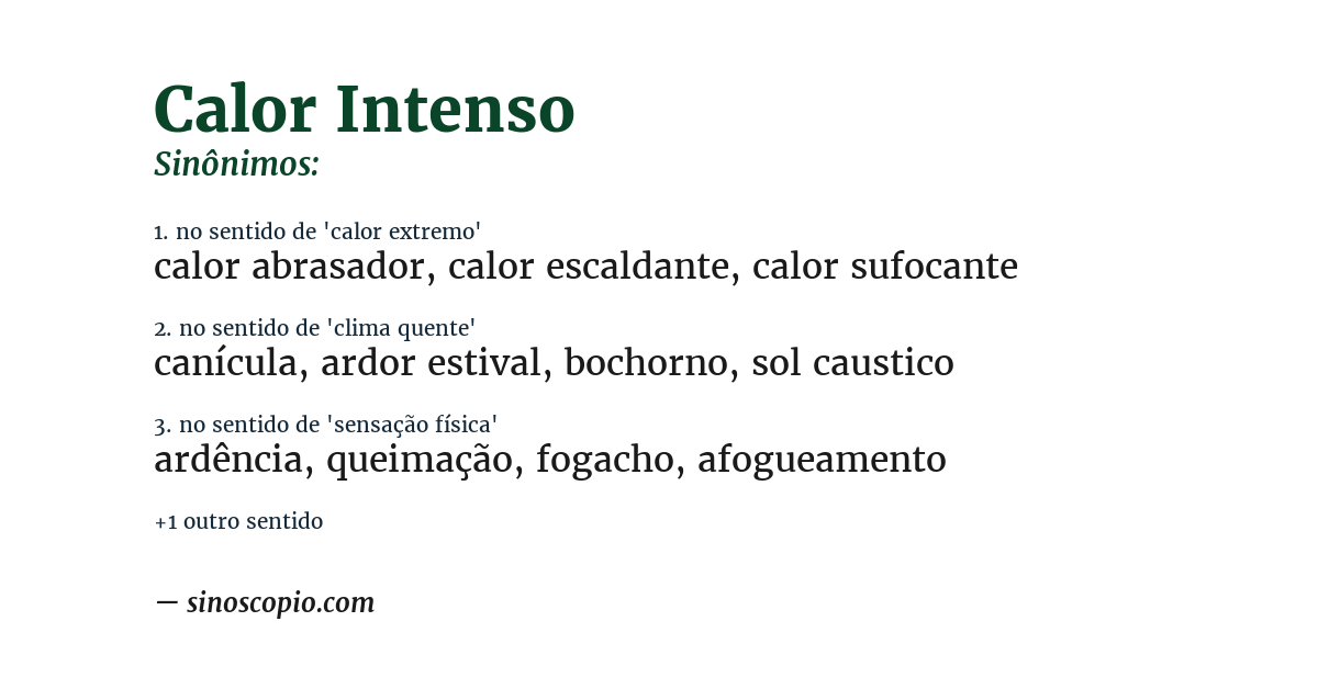 Sinônimo de calor intenso