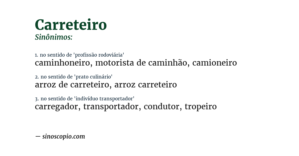 Sinônimo de carreteiro