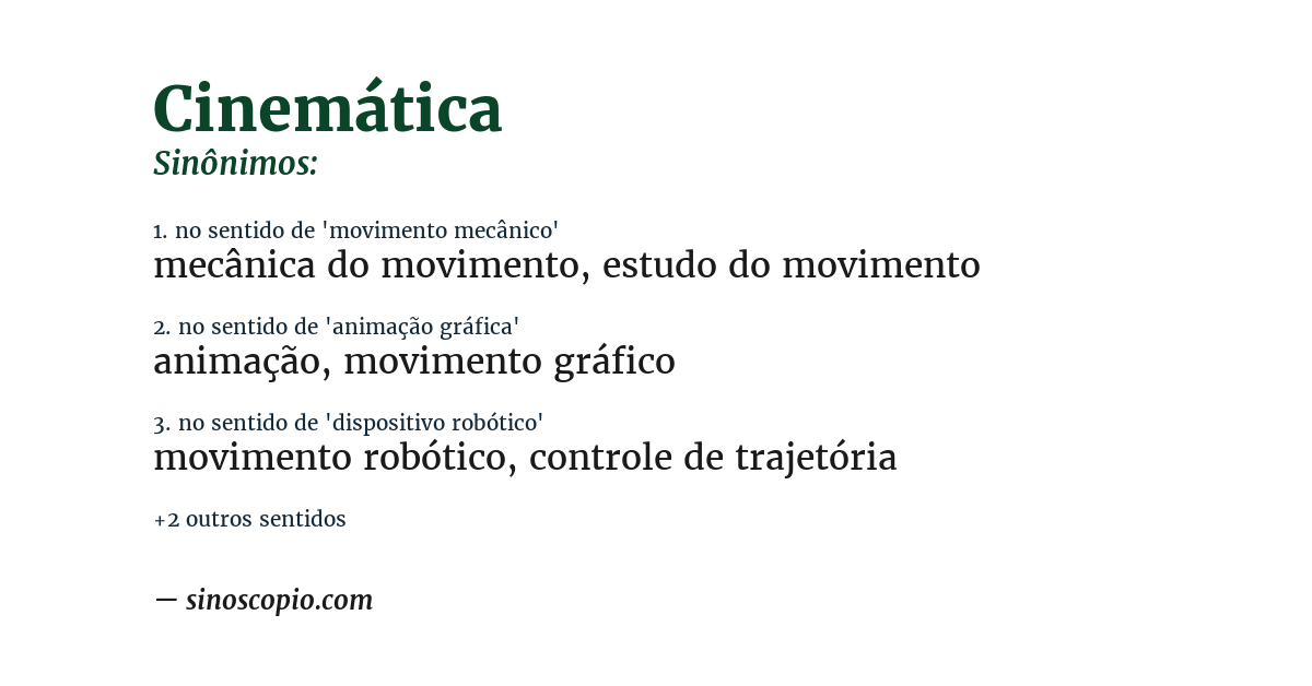 Sinônimo de cinemática