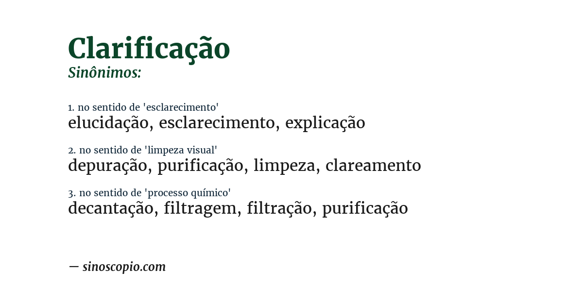 Sinônimo de clarificação