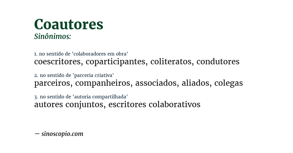 Sinônimo de coautores