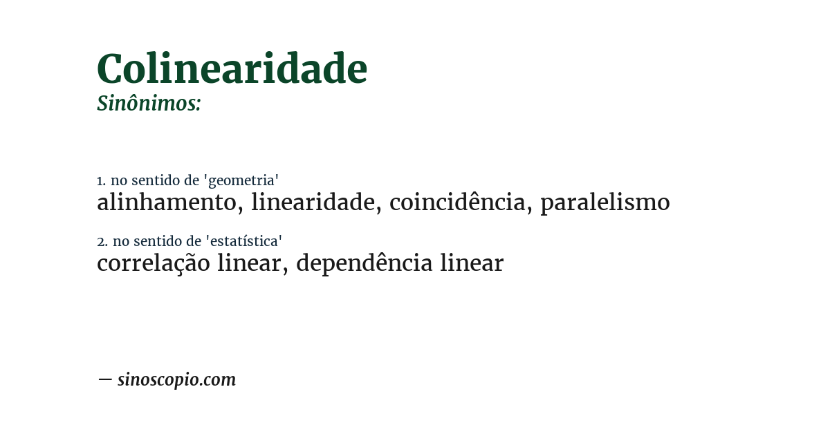Sinônimo de colinearidade
