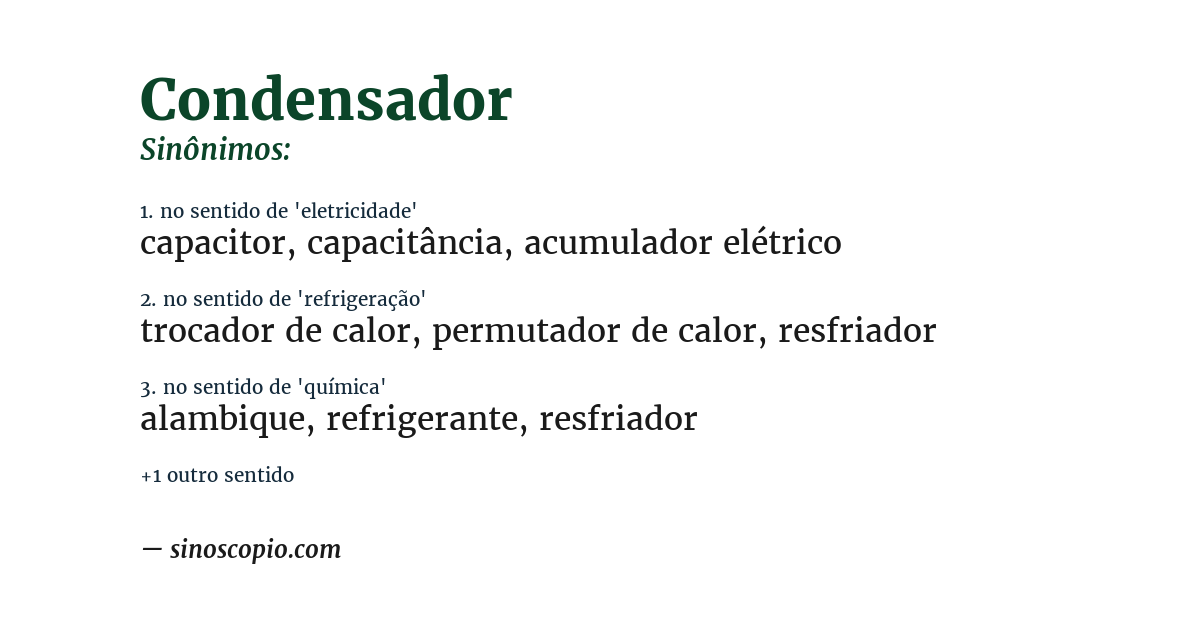 Sinônimo de condensador
