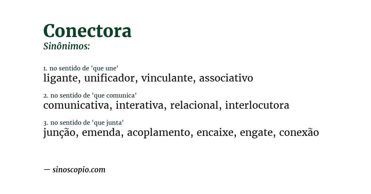 Sinônimo de conectora