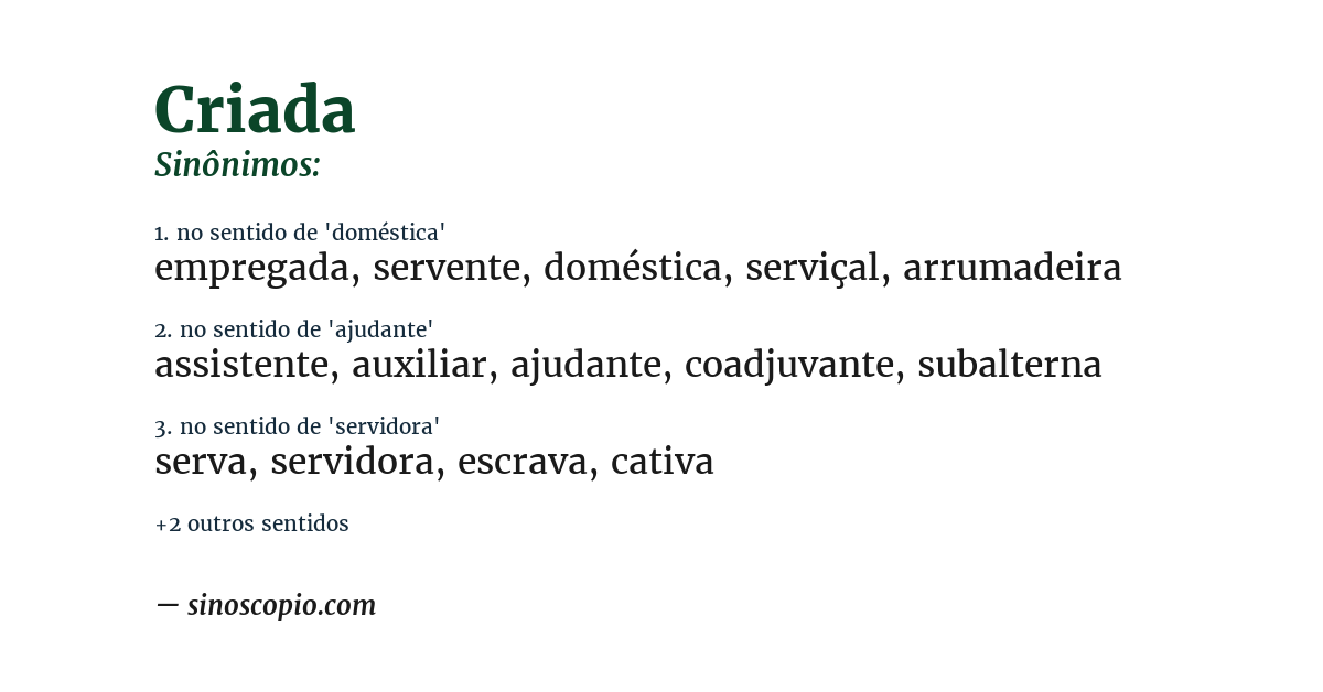 Sinônimo de criada