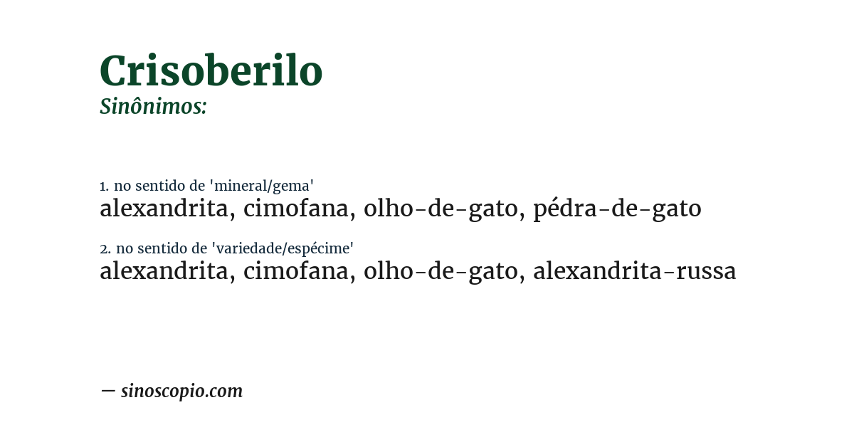 Sinônimo de crisoberilo