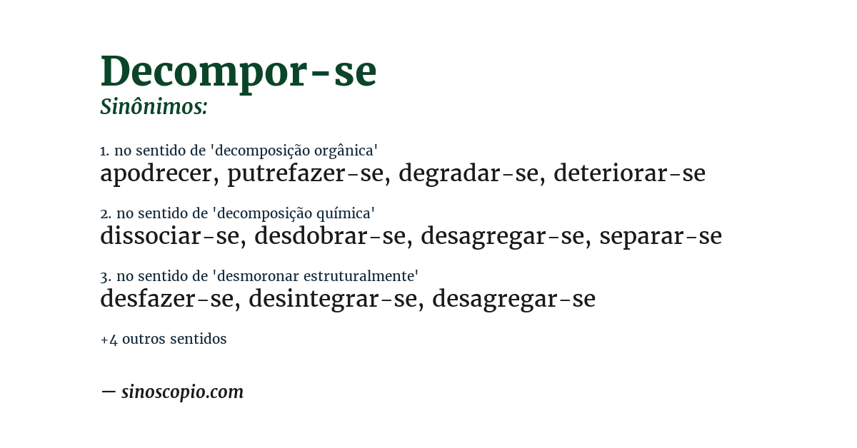 Sinônimo de decompor-se