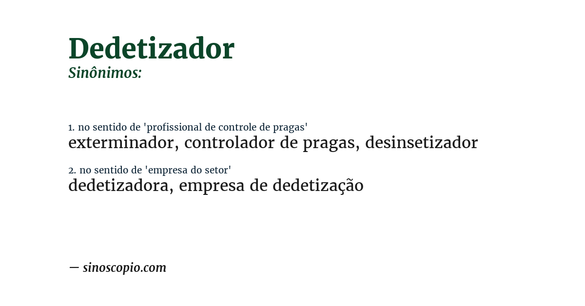 Sinônimo de dedetizador