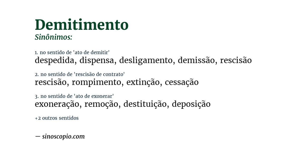 Sinônimo de demitimento