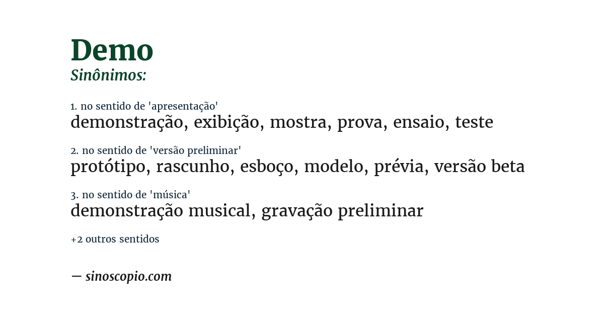 Sinônimo de demo