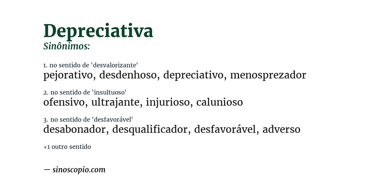 Sinônimo de depreciativa
