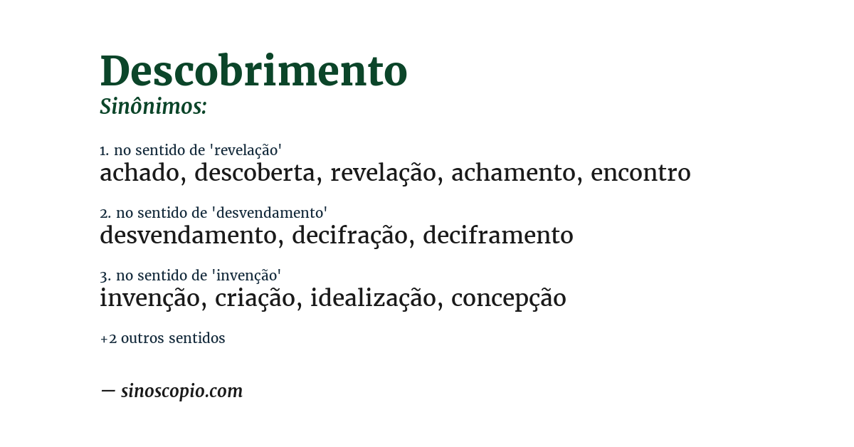 Sinônimo de descobrimento