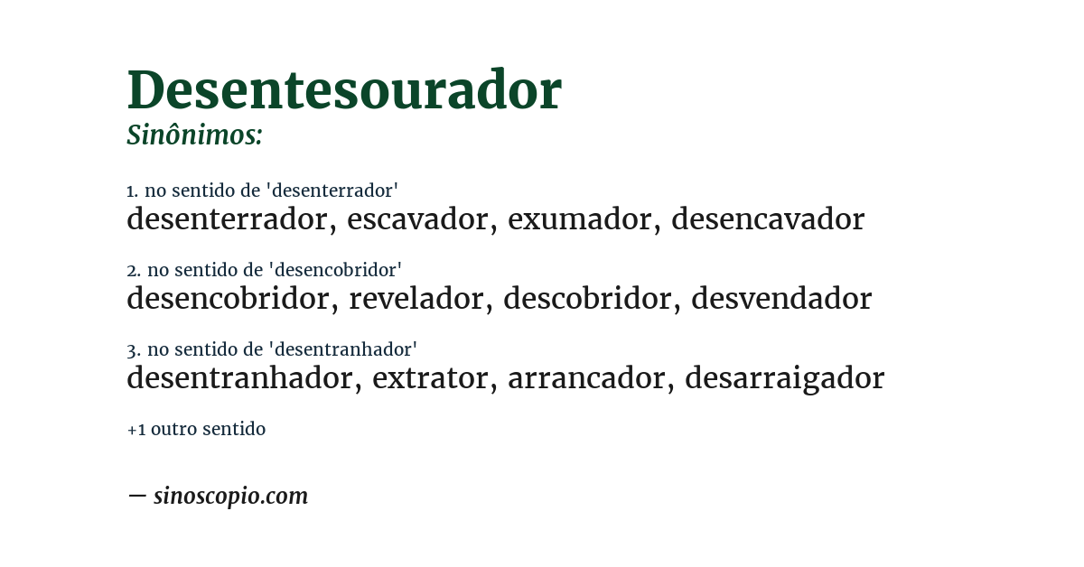 Sinônimo de desentesourador