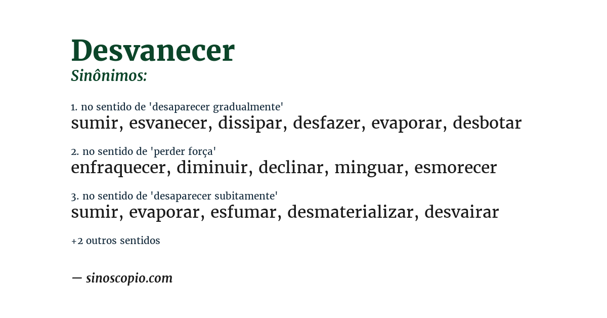 Sinônimo de desvanecer