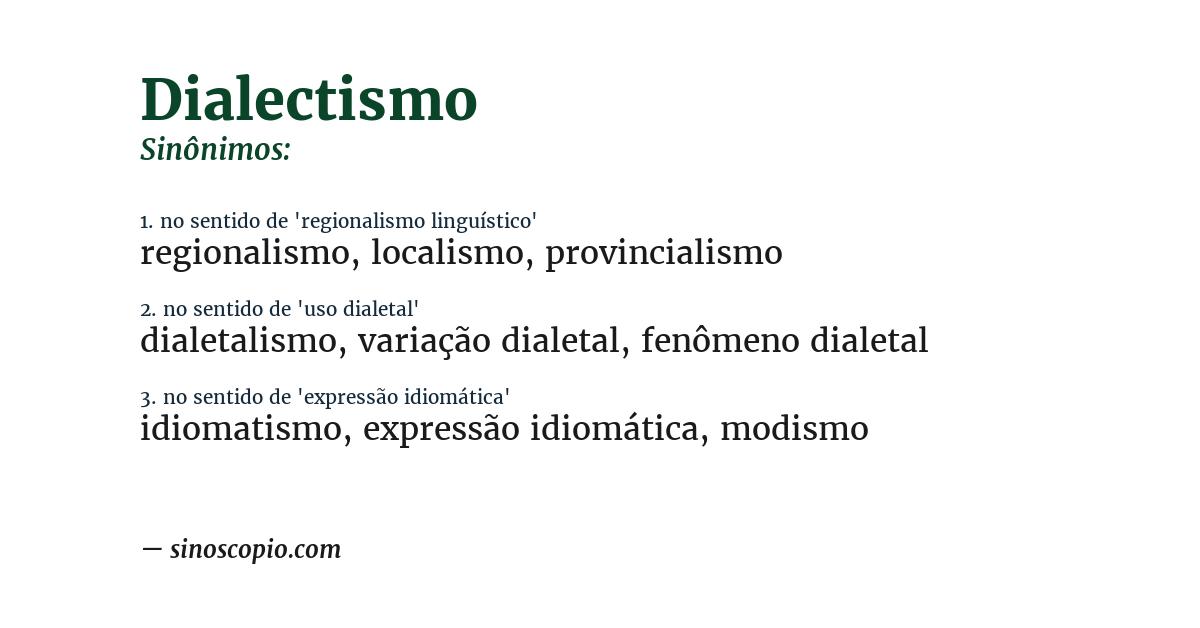 Sinônimo de dialectismo