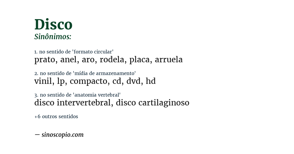 Sinônimo de disco