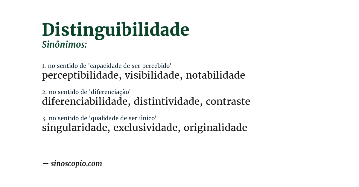 Sinônimo de distinguibilidade