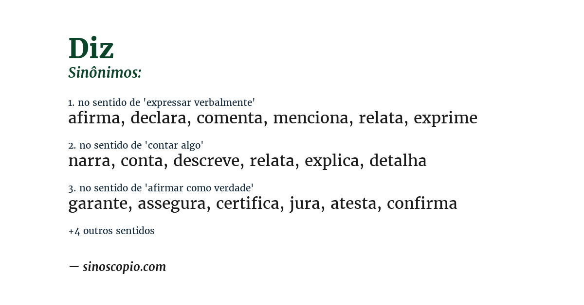 Sinônimo de diz