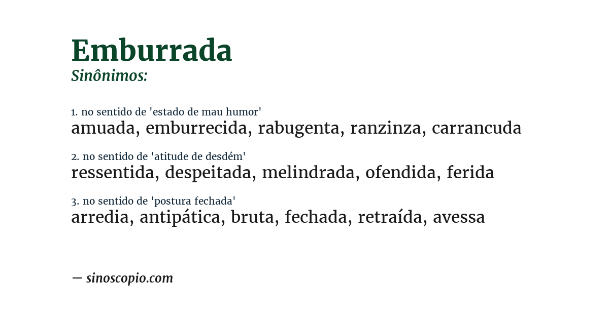 Sinônimo de emburrada