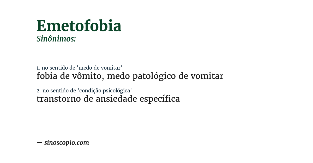 Sinônimo de emetofobia