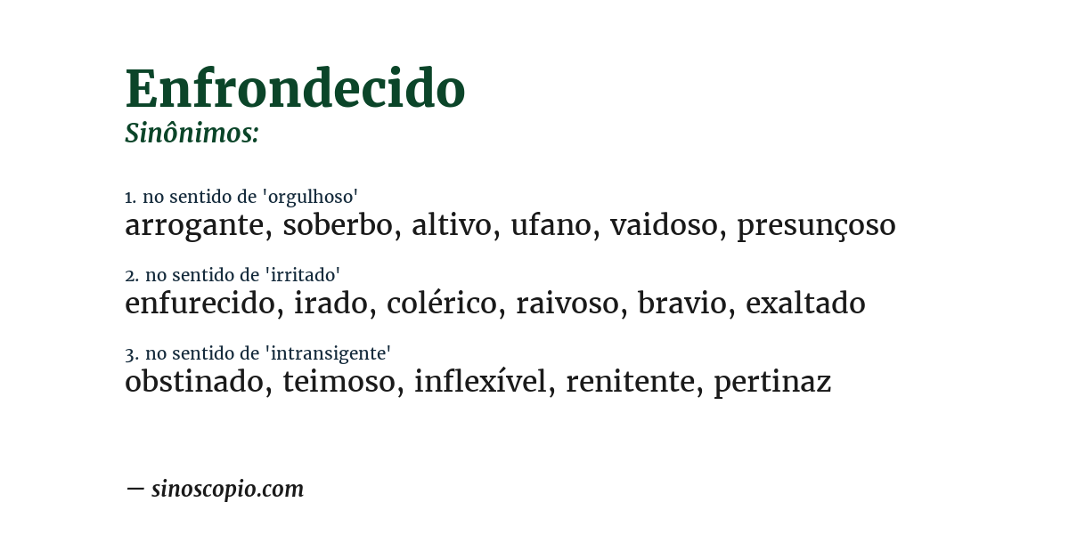 Sinônimo de enfrondecido