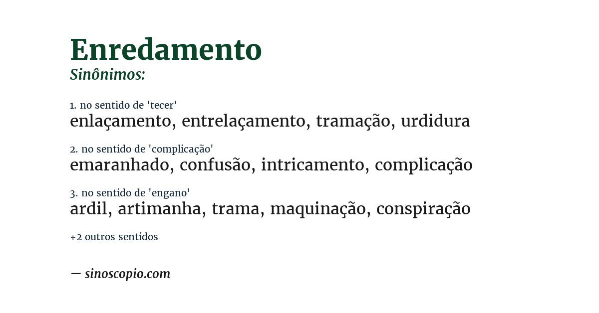 Sinônimo de enredamento