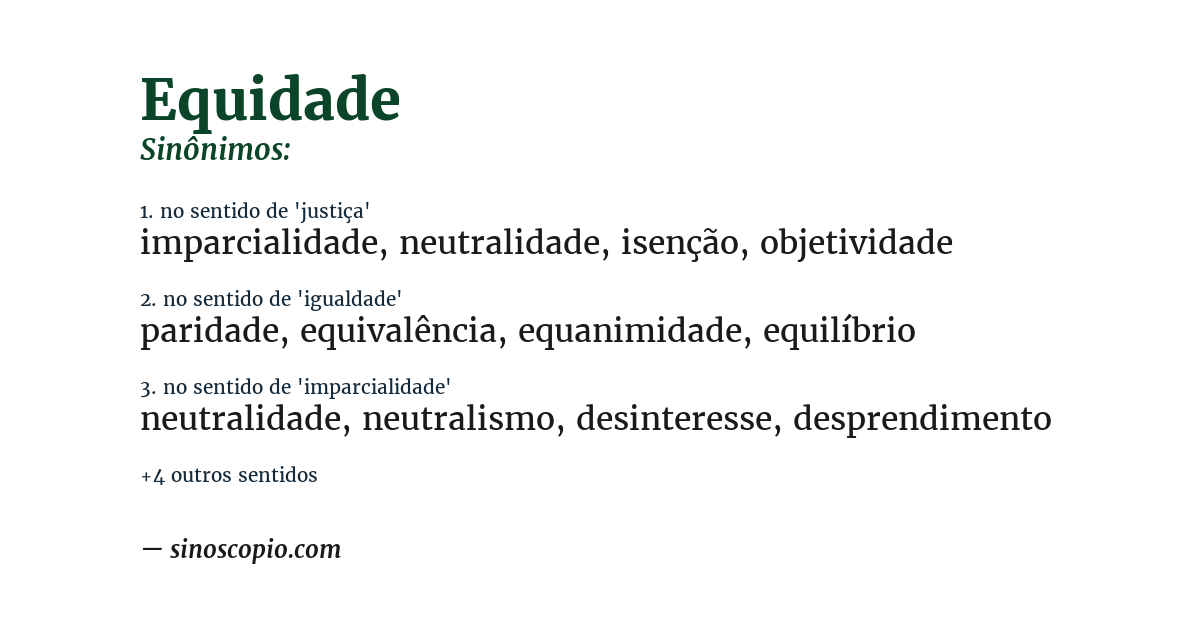 Sinônimo de equidade