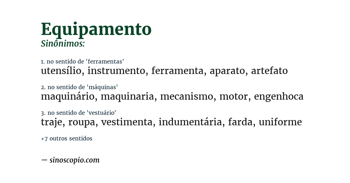 Sinônimo de equipamento