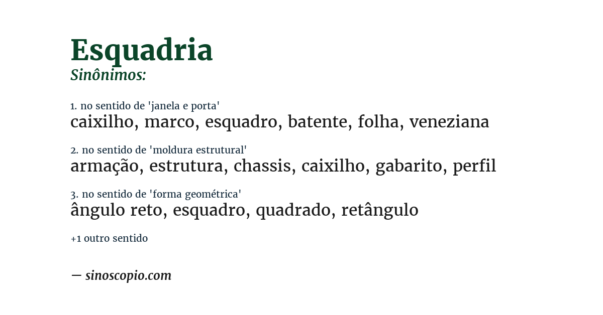 Sinônimo de esquadria